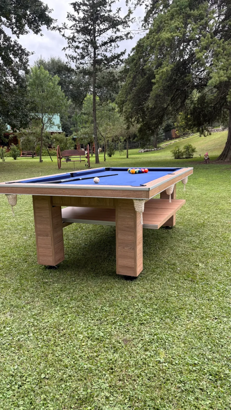 Mesa de Pool 3 en 1 Olmo paño azul